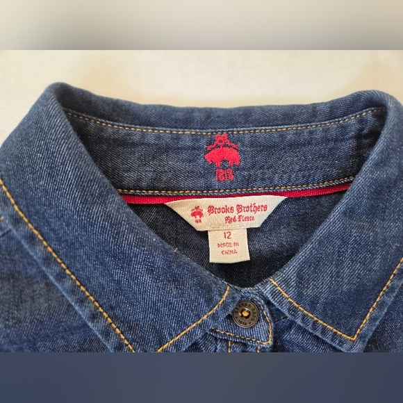 Brooks Brothers Womens Red Fleece Denim Shirt Dress Size 12 100% Cotton - Picture 5 of 12